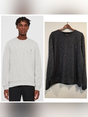 All Saints Gahan Navy Space Dye Crew Sweatshirt